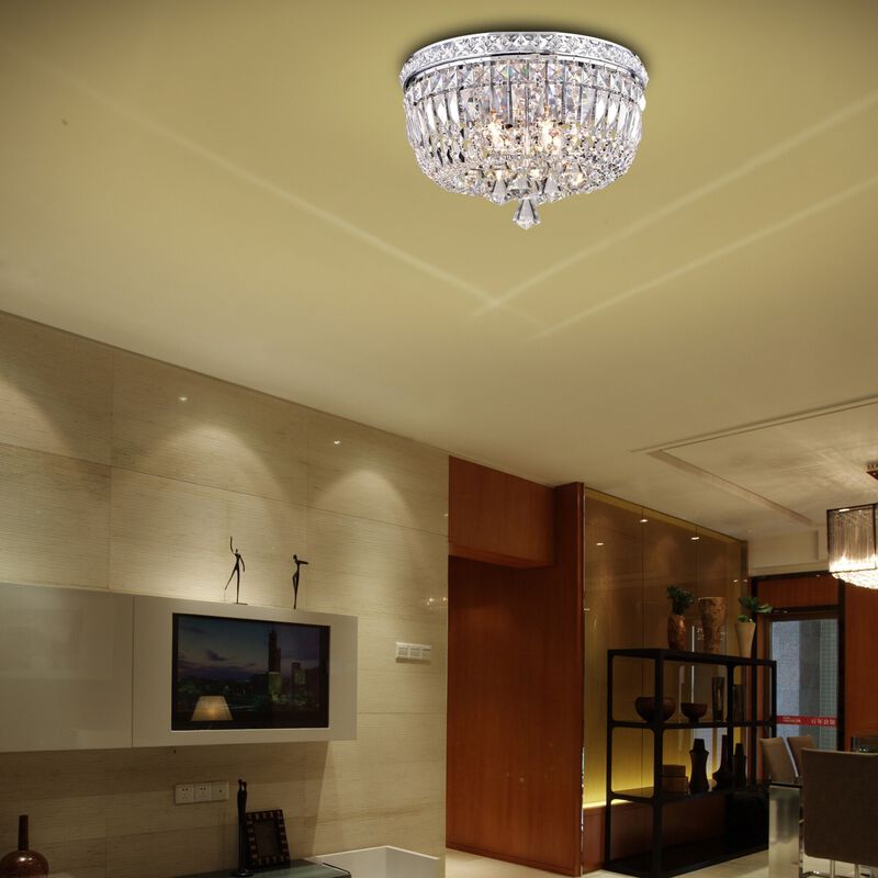 Josie 4-light 15" Chrome and Crystal Flushmount Chandelier image number 1