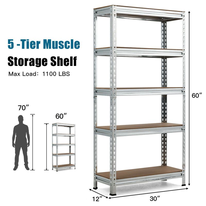 5-Tier Steel Shelving Unit Storage Shelves Heavy Duty Storage Rack