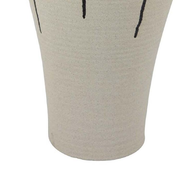 Caleb Accent Vase with Drip Pattern and Handles, Black Gray Ceramic
