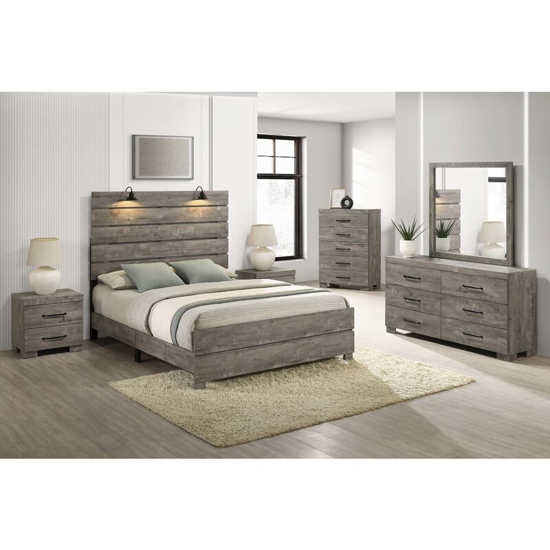 Best Quality Furniture 6Pc Modern Full Size Panel Bedroom Set In Antique Gray Color, Full