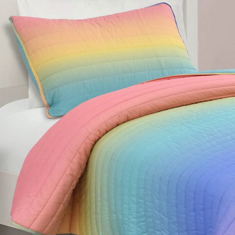 2-Piece Rainbow Quilt Bedding Set – Lively Colors, Lightweight Design