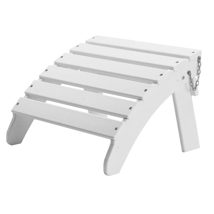 Outdoor Adirondack Ottoman, HDPE Plastic Foot Rest for Porch, Pool & Backyard - White