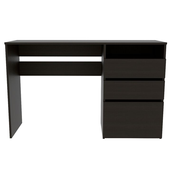 Dublin Three Drawer Computer Desk, One Shelf -Black