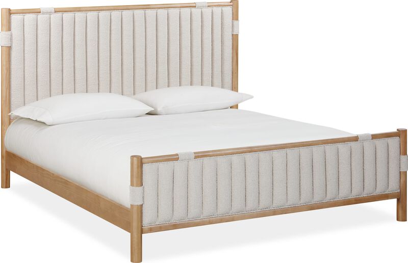 Furano California King-size Upholstered Panel Bed in Ginger and Brun Boucle