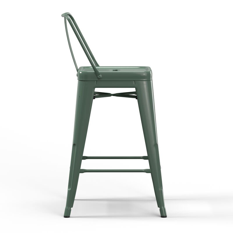 Rayne Industrial Metal 24 inch Metal Counter Height Stool (Set of 2) in Deep Sage Green image number 3