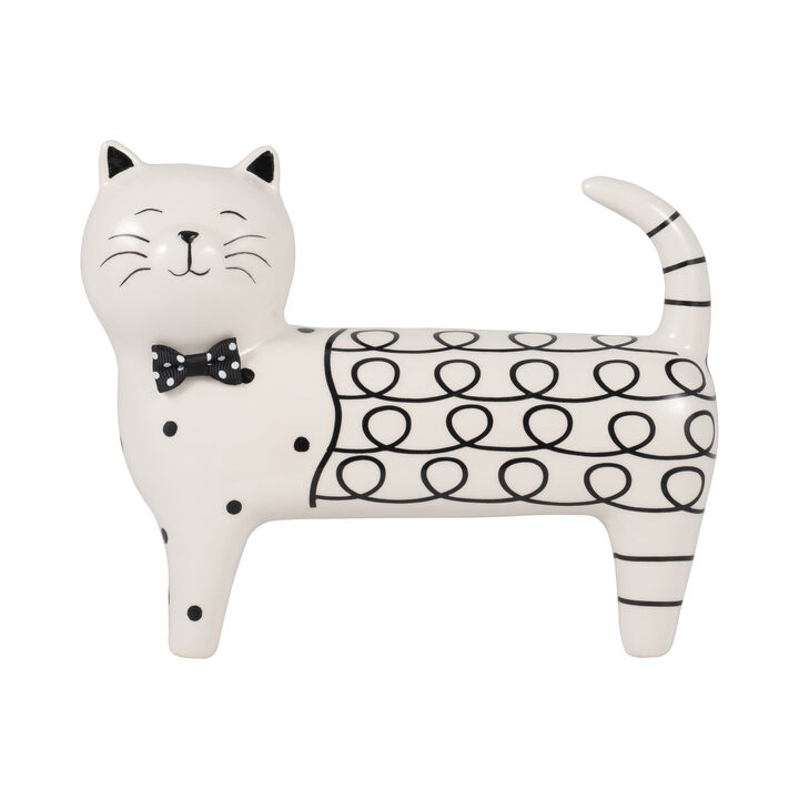 8x7" Swirls Cat, White