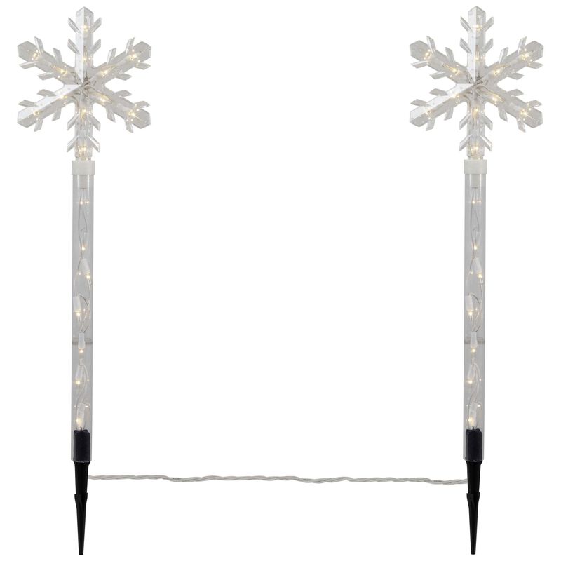4ct Snowflakes Christmas Pathway Marker with Lawn Stakes - Clear Lights image number 7