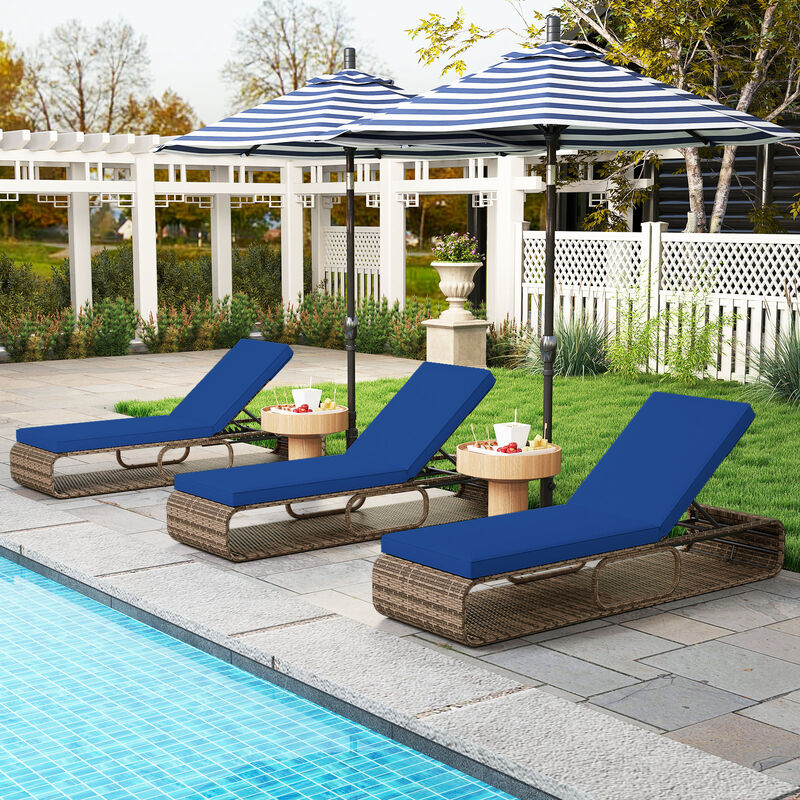 PE Rattan Patio Chaise Lounge Chair with 7-Position Reclining Backrest image number 3