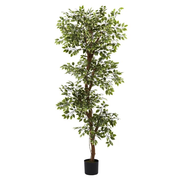 Nearly Natural 6-ft Variegated Ficus Tree w/1,944 Lvs