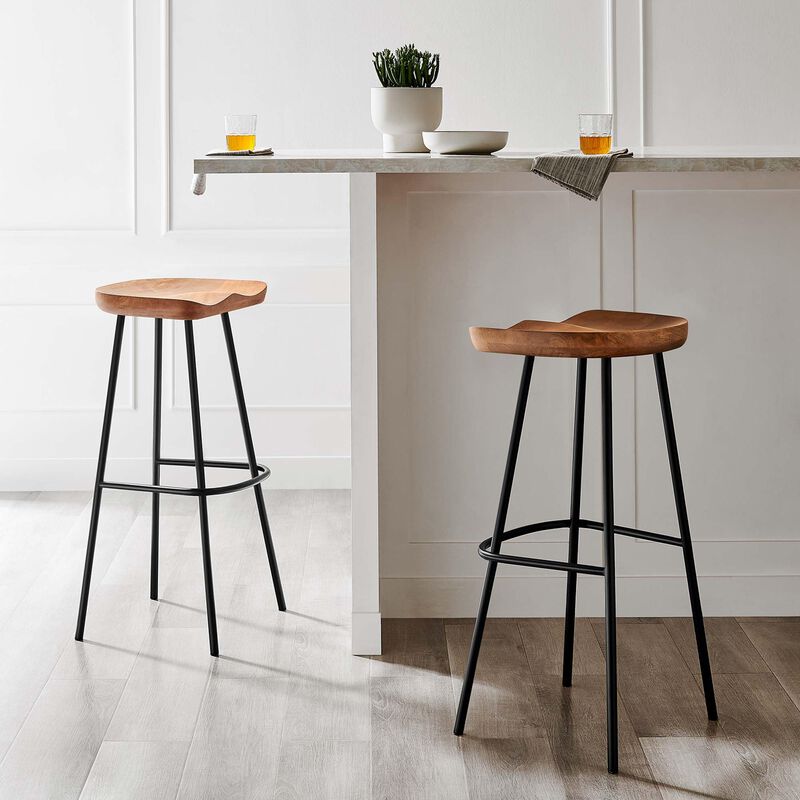 Modway EEI-6742-WAL Concord Backless Wood Bar Stools - Set of 2, Walnut image number 1