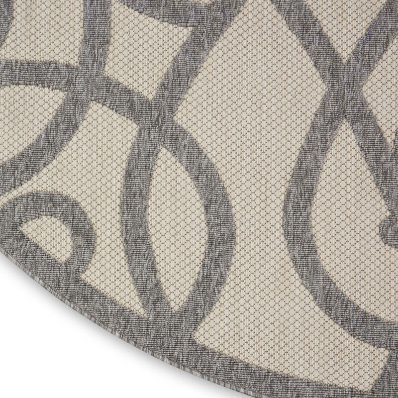 HomeRoots 8' Cream And Gray Round Trellis Indoor Outdoor Area Rug image number 3