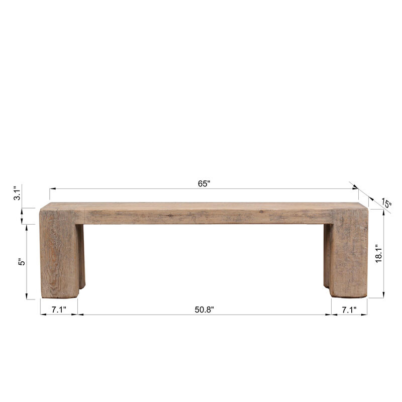 Ravello Solid Wood Bench in Weathered Gray image number 2