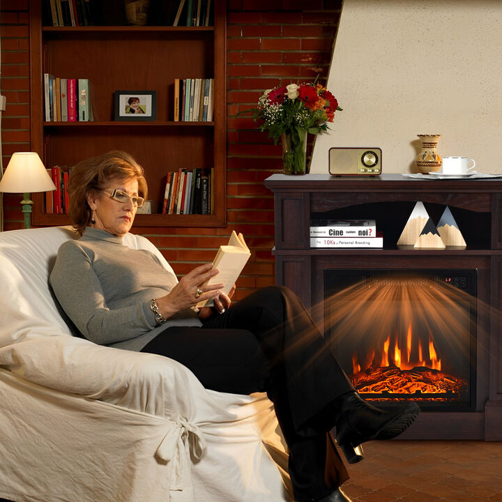 18-Inch 1400W Electric TV Stand Fireplace with Shelf for Cozy Living Rooms