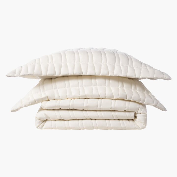 Beige Queen Size Quilt Set, 3-Piece Lightweight Comforter Bedding Set All Season