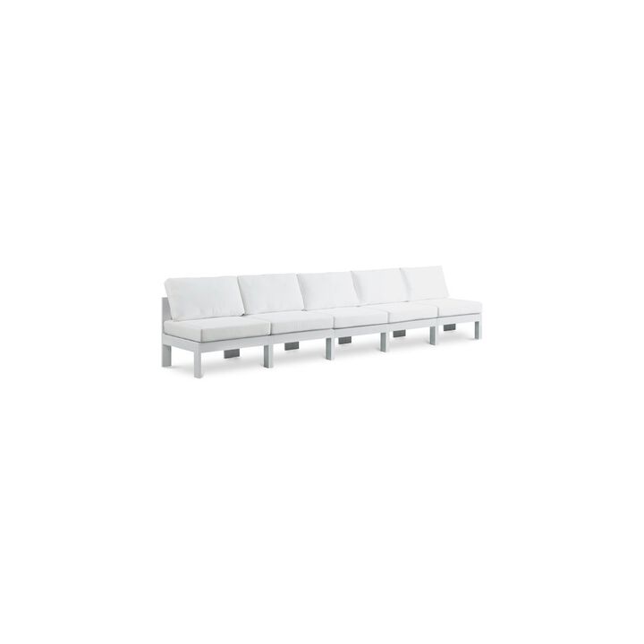 Meridian Furniture Nizuc White Water Resistant Fabric Outdoor Patio Modular Sofa