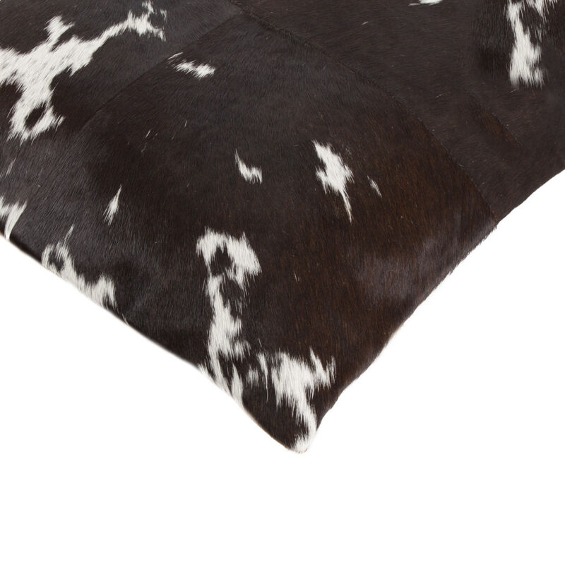 HomeRoots Set of Two 18" Chocolate and White Cowhide Cowhide Throw Pillows image number 4