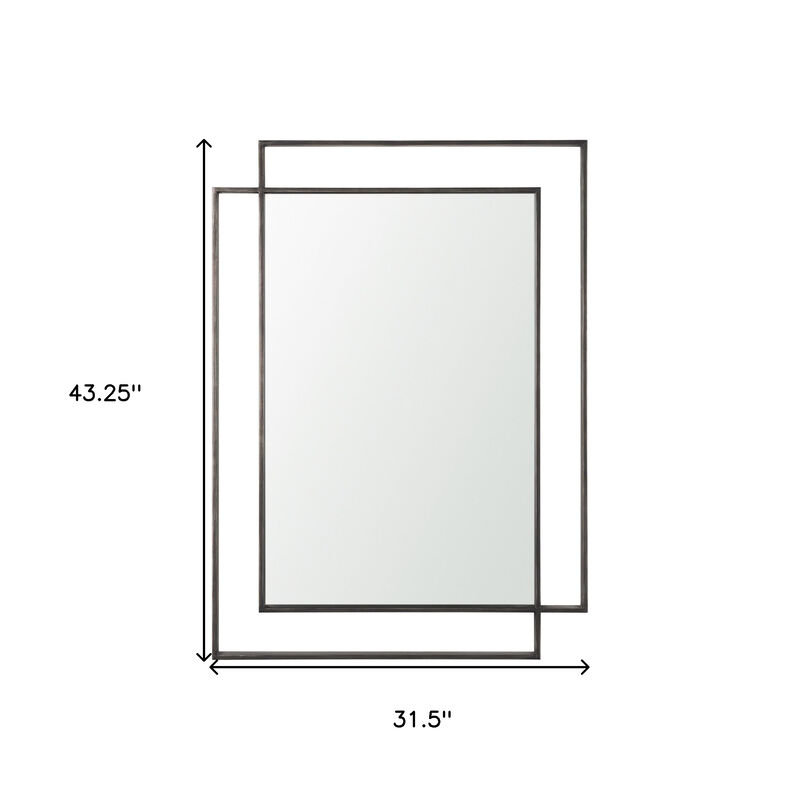 HomeRoots 43" Gray Metal Double Frame Accent Mirror image number 4