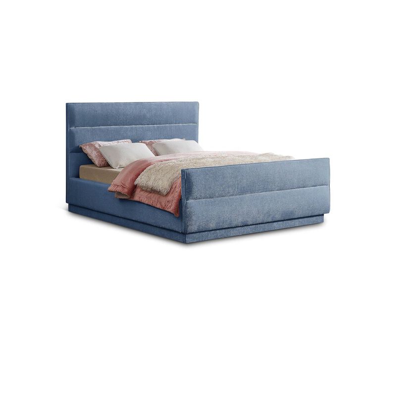 Meridian Furniture Paxton Light Blue Chenille Fabric King Bed