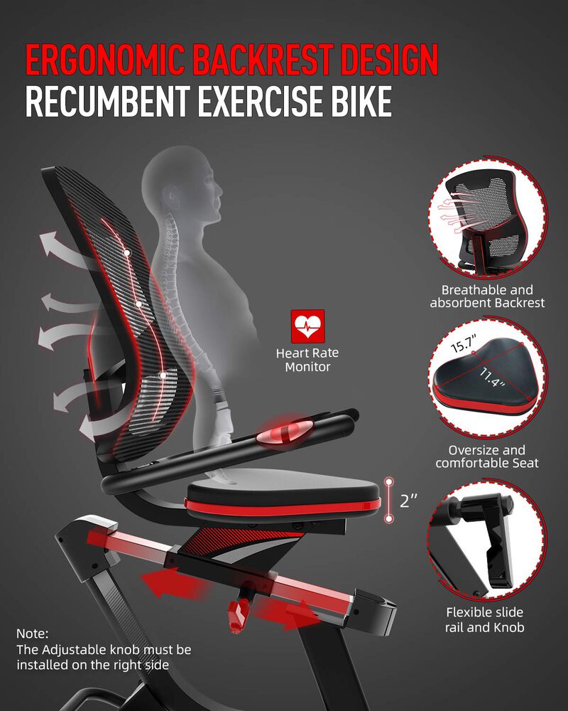 HARISON Magnetic Exercise Bike with Arm Exerciser, 400LB Recumbent Bike, Bluetooth App, LCD & Tablet Holder (HR-B8ARE) image number 3