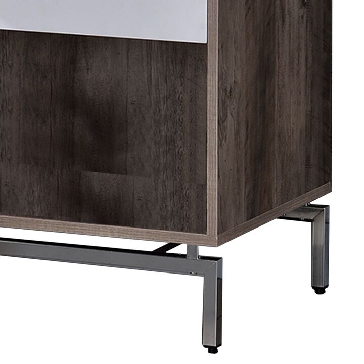 Wooden Accent Table with Open Storage and Pull Out Tray, Brown and White-Benzara