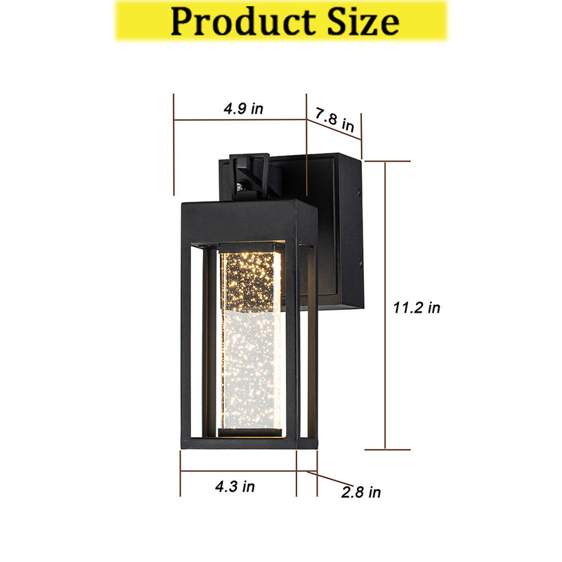 Dusk to Dawn Outdoor Wall Light with 2 GFCI Outlets, 11.4&rdquo; Waterproof Exterior Lighting Fixture Wall Mount Outside Light for House image number 6