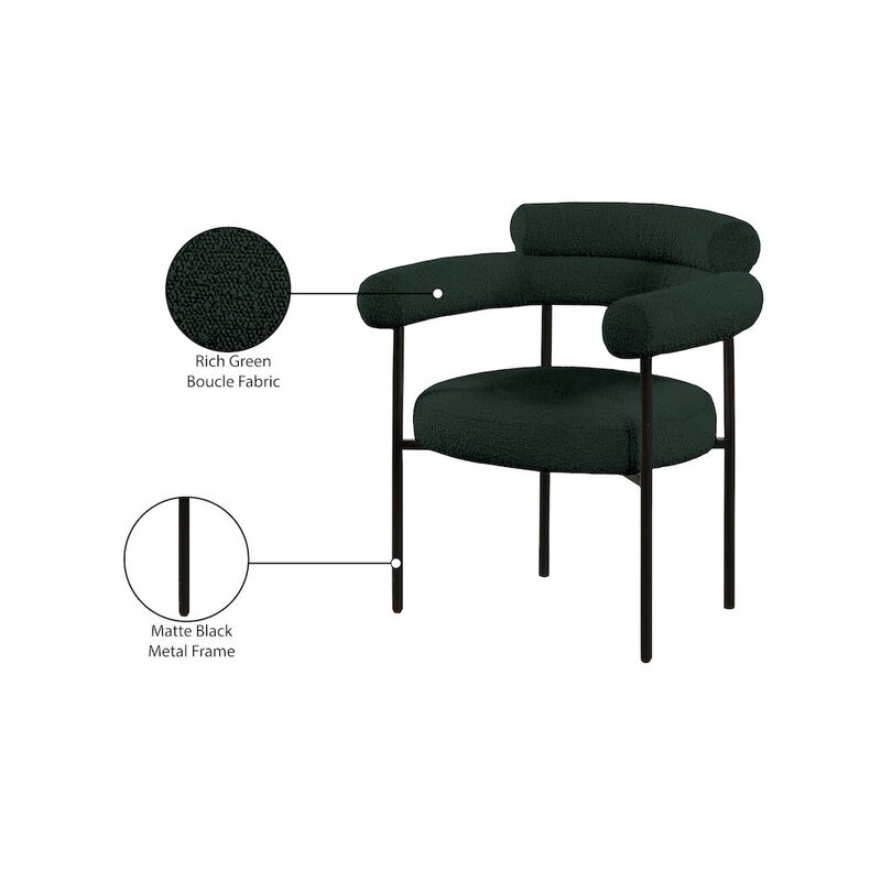 Meridian Furniture Blake Green Boucle Fabric Dining Chair, Set of 2