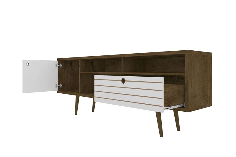 Liberty Extra Large TV Stand in Brown and White