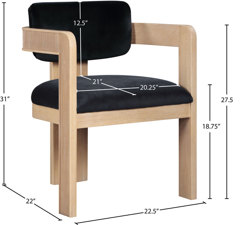 Meridian Furniture Sacha Black Velvet Dining Chair, Set of 2