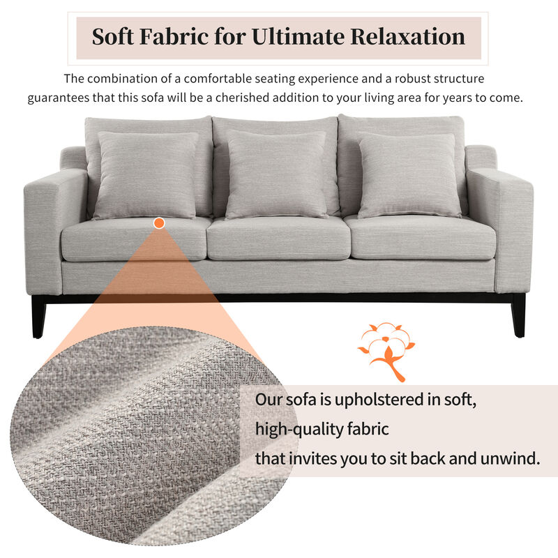 Merax Comfy 3-seat Sofa with Wooden Legs