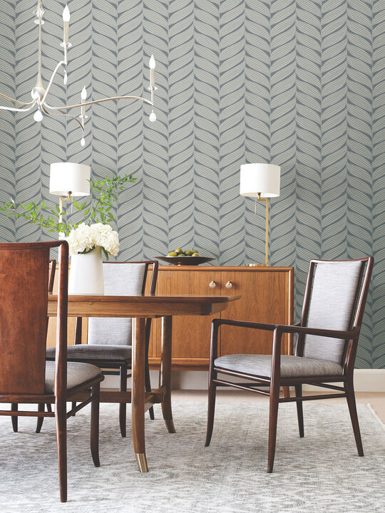 Luminous Leaves Charcoal & Silver Wallpaper
