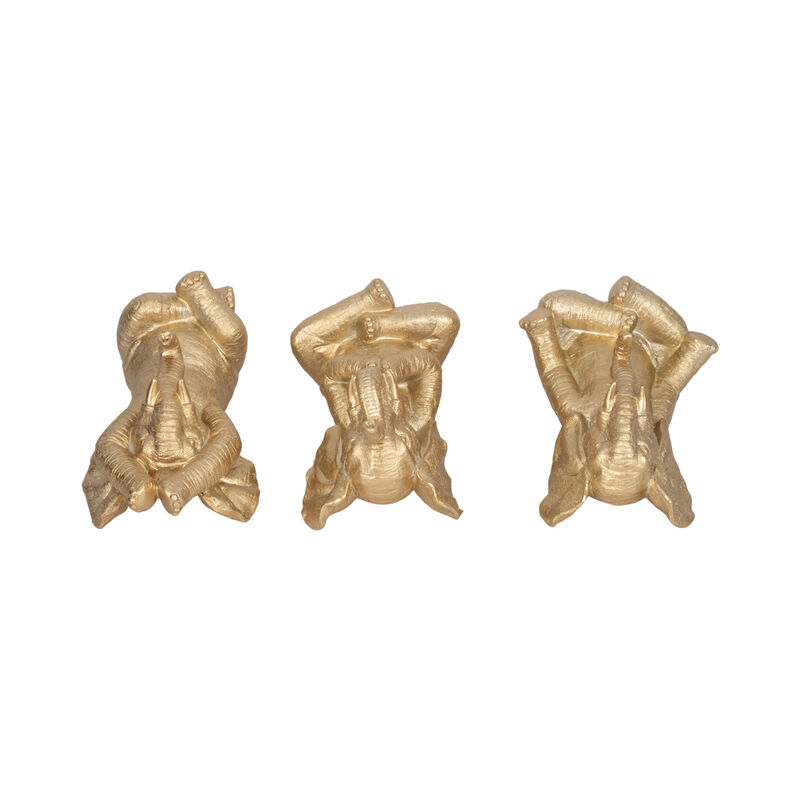 Resin, S/3, 8"h, Yoga Elephants, Gd image number 5