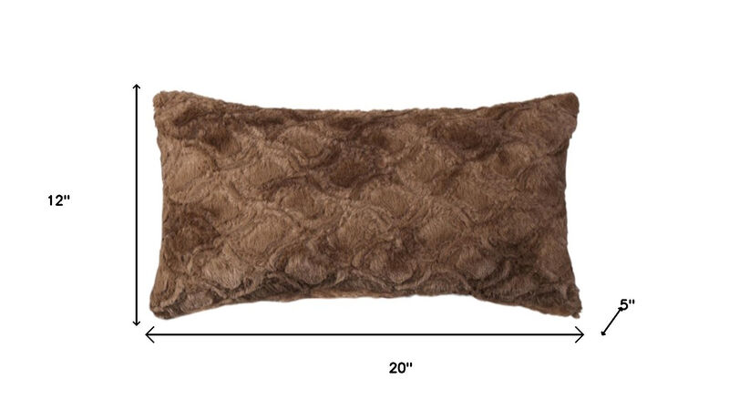 HomeRoots Set of Two 12" X 20" Brown Faux Fur Lumbar Throw Pillows image number 6