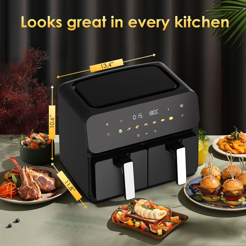 10QT Dual Air Fryer, 2&times;5QT Double Basket, 1700W Rapid Airflow Digital Air Fryer, Family Size for 4-6 image number 5