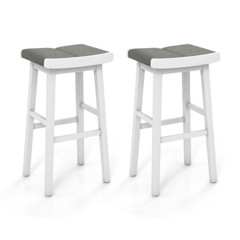 Hivvago 2 Pieces Upholstered Saddle Barstools with Padded Cushions
