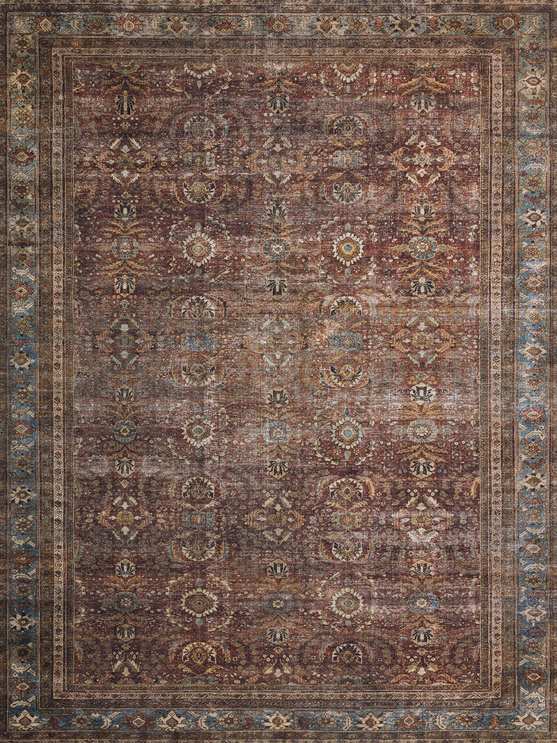 Layla LAY01 Brick/Blue 18" x 18" Sample Rug by Loloi II image number 1