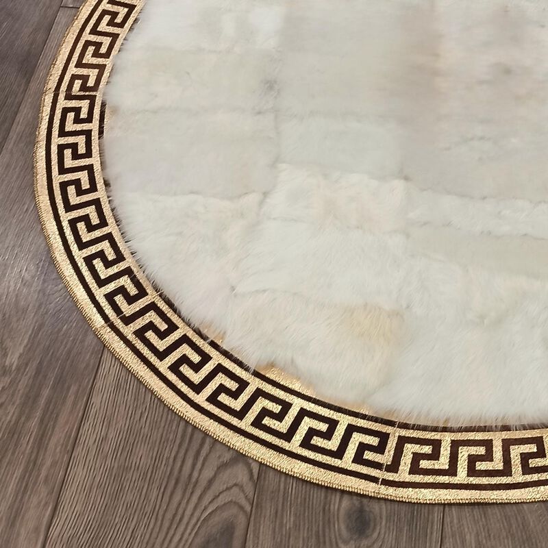 Round Tuscan Area Rug, Handmade Greek Key Circle Carpet, Custom Size Decorative Round Rug image number 2