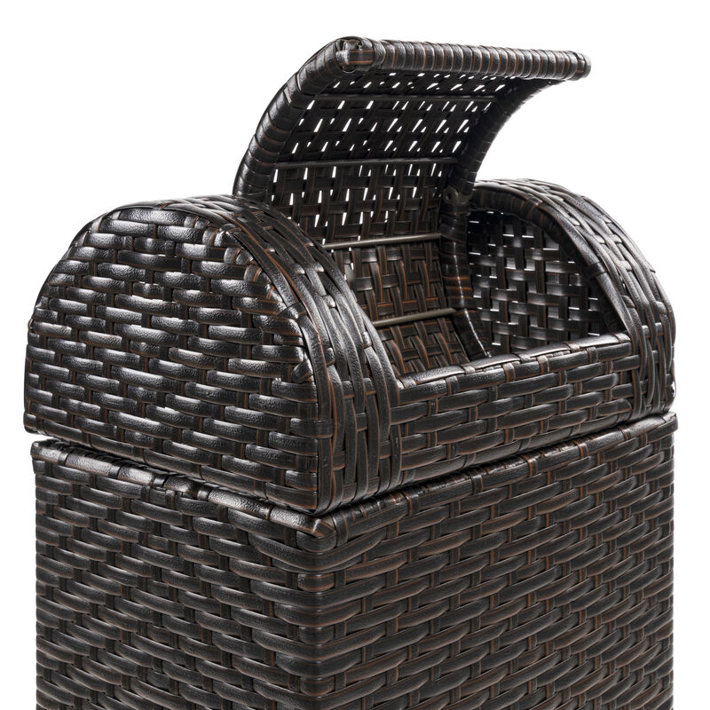 Darla All-Weather Wicker/Metal Swing Top Hideaway Outdoor Trash Can