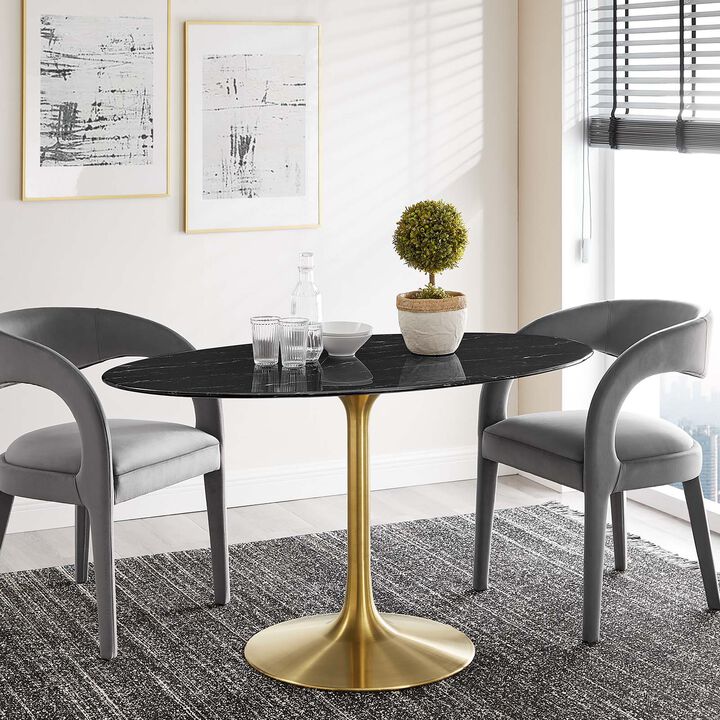Modway - Lippa 54" Oval Artificial Marble Dining Table Gold Black