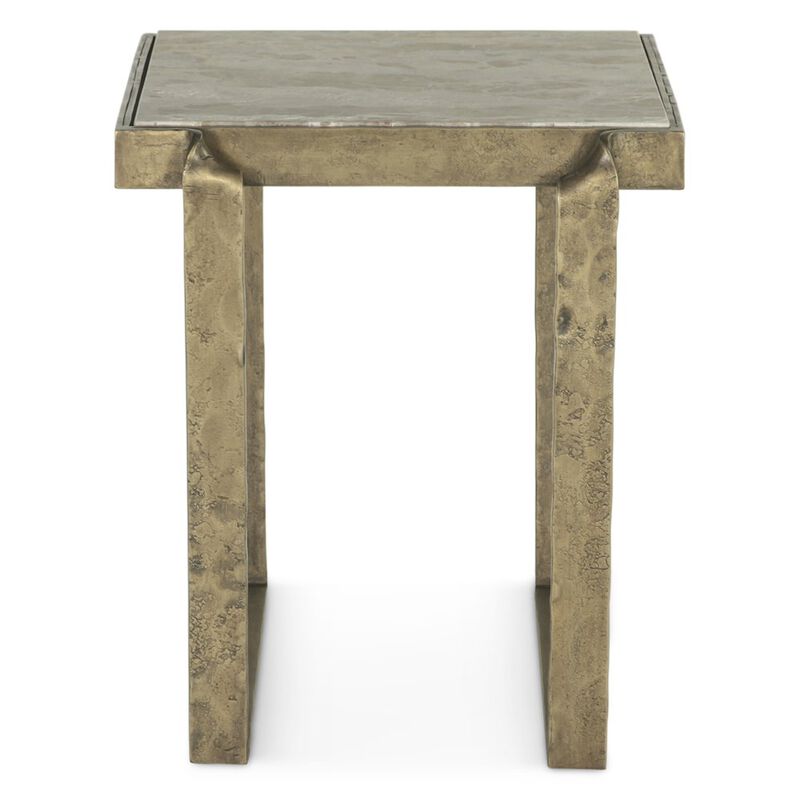 World Interiors Rhodes 20 Side Table with Marble and Antique Brass image number 1