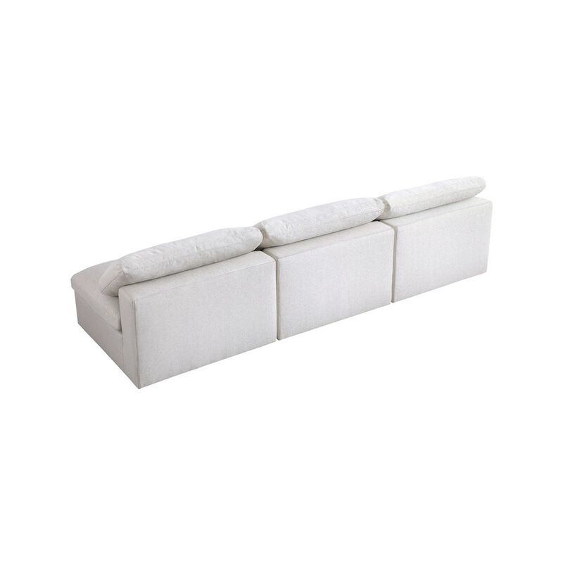 Meridian Furniture Serene Cream Linen Textured Fabric Deluxe Comfort Modular Armless Sofa