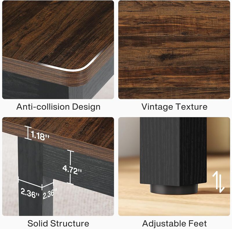 Wood Dining Table with Bench Seating for Kitchen and Dining Area