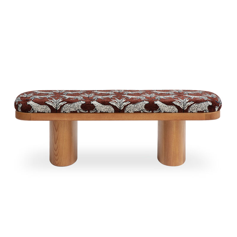 Ollie 48" Neutral Floral Jacquard Bench image number 0