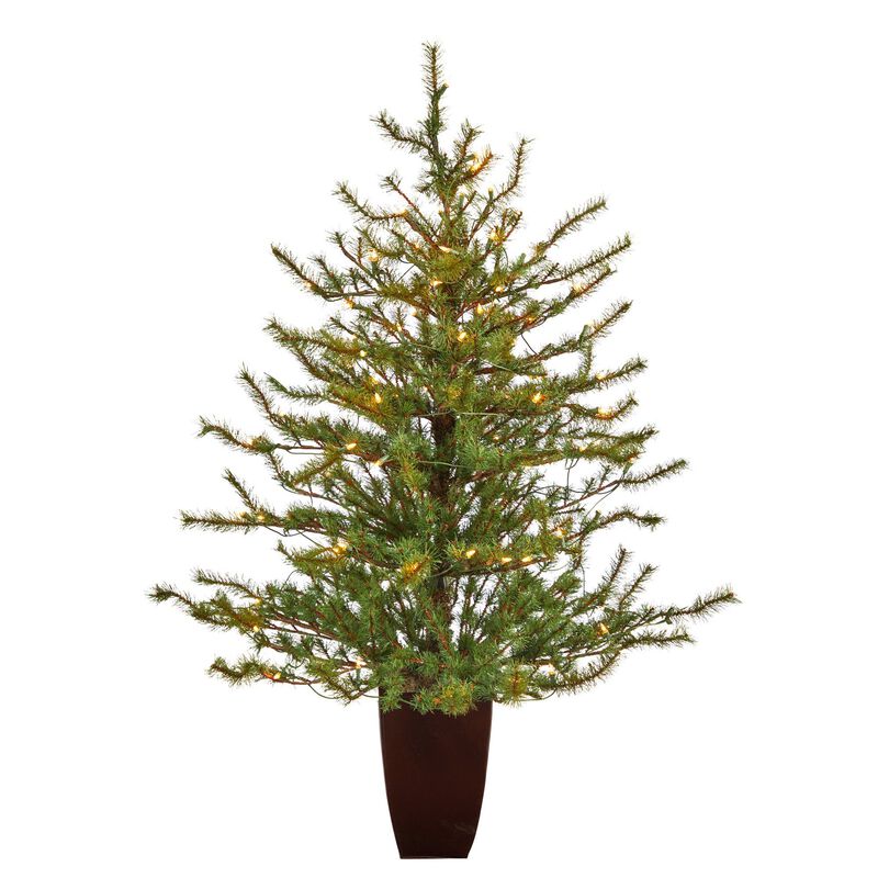 Nearly Natural 52-in Vancouver Mountain Pine Xmas Tree in Bronze Planter image number 1