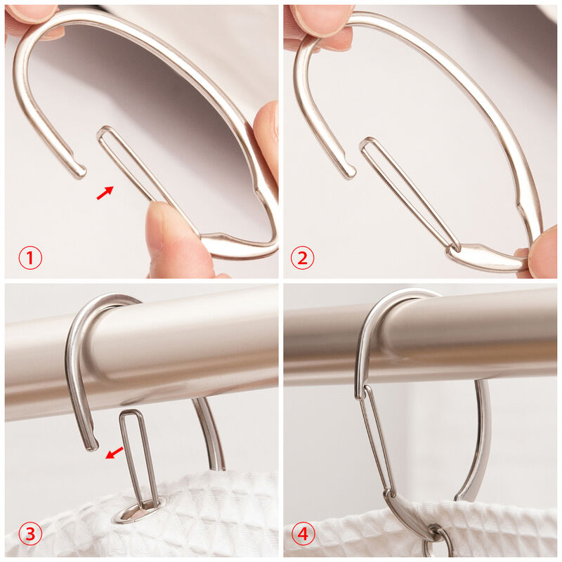 Rust-Proof Shower Curtain Hooks with Clasp Closure, Set of 12 image number 8