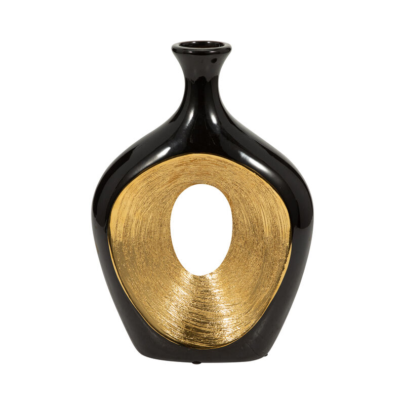 13" 2-Tone Ceramic Oval Vase image number 0