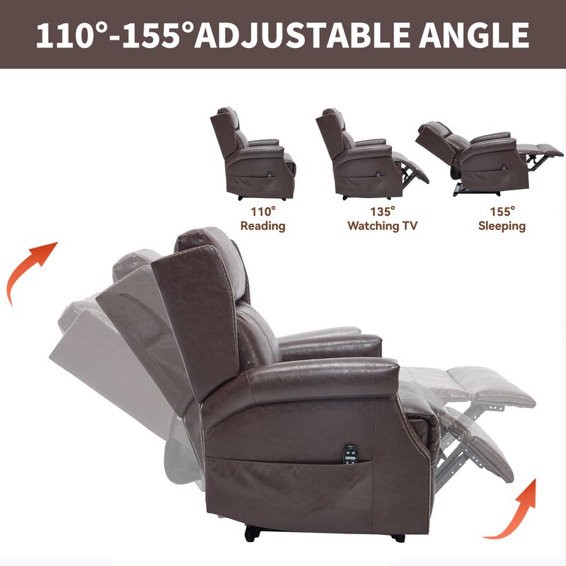 Manual Recliner Chair in Faux Leather for Living Room with Heavy Duty Motion Mechanism, 8 vibrating nodes and 3 massage modes image number 7