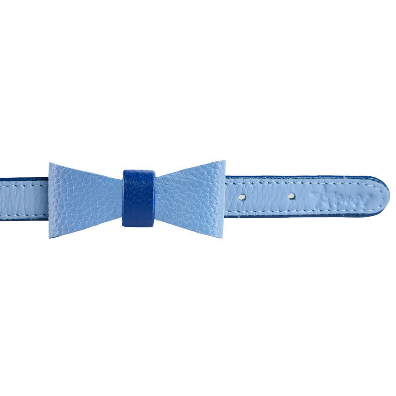 POISEPUP Cute Handmade Genuine Soft Full Grain Leather Dog Bow Tie - Saxe Blue | Baby Blue