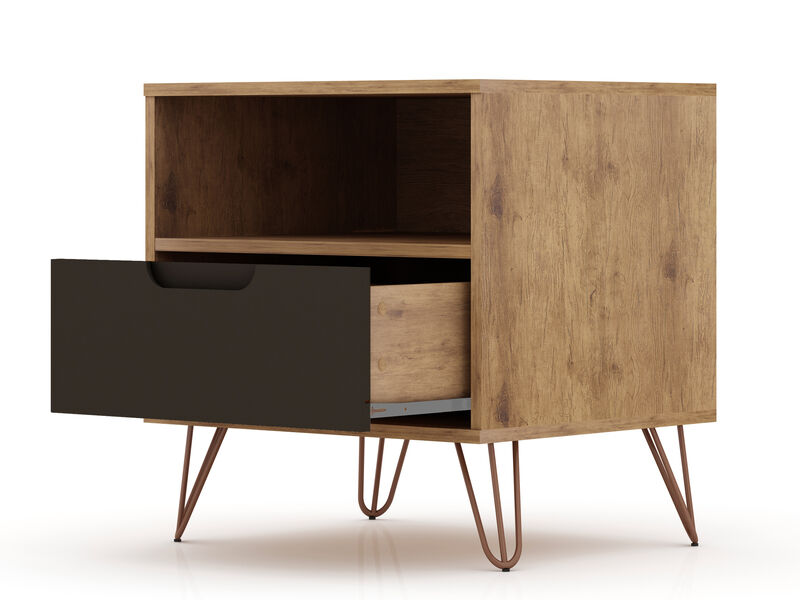 Rockefeller Gray and Brown 1-Drawer Nightstand