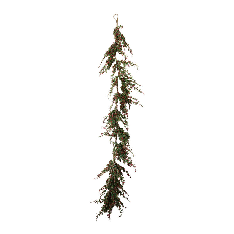 Faux Cypress Garland with Red Berries and Polyfoam Accents image number 0