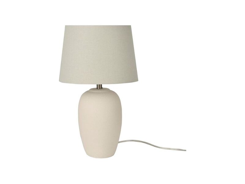 23" White Ceramic Jar Table Lamp &ndash; Off-White Shade for Bedroom & Office